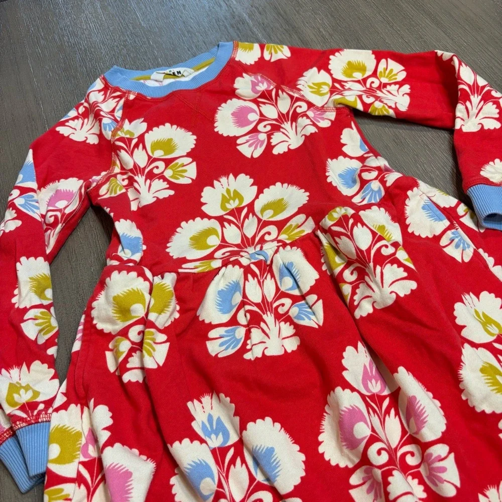 Mini Boden Red Floral Sweatshirt Dress - Picture 2 of 6